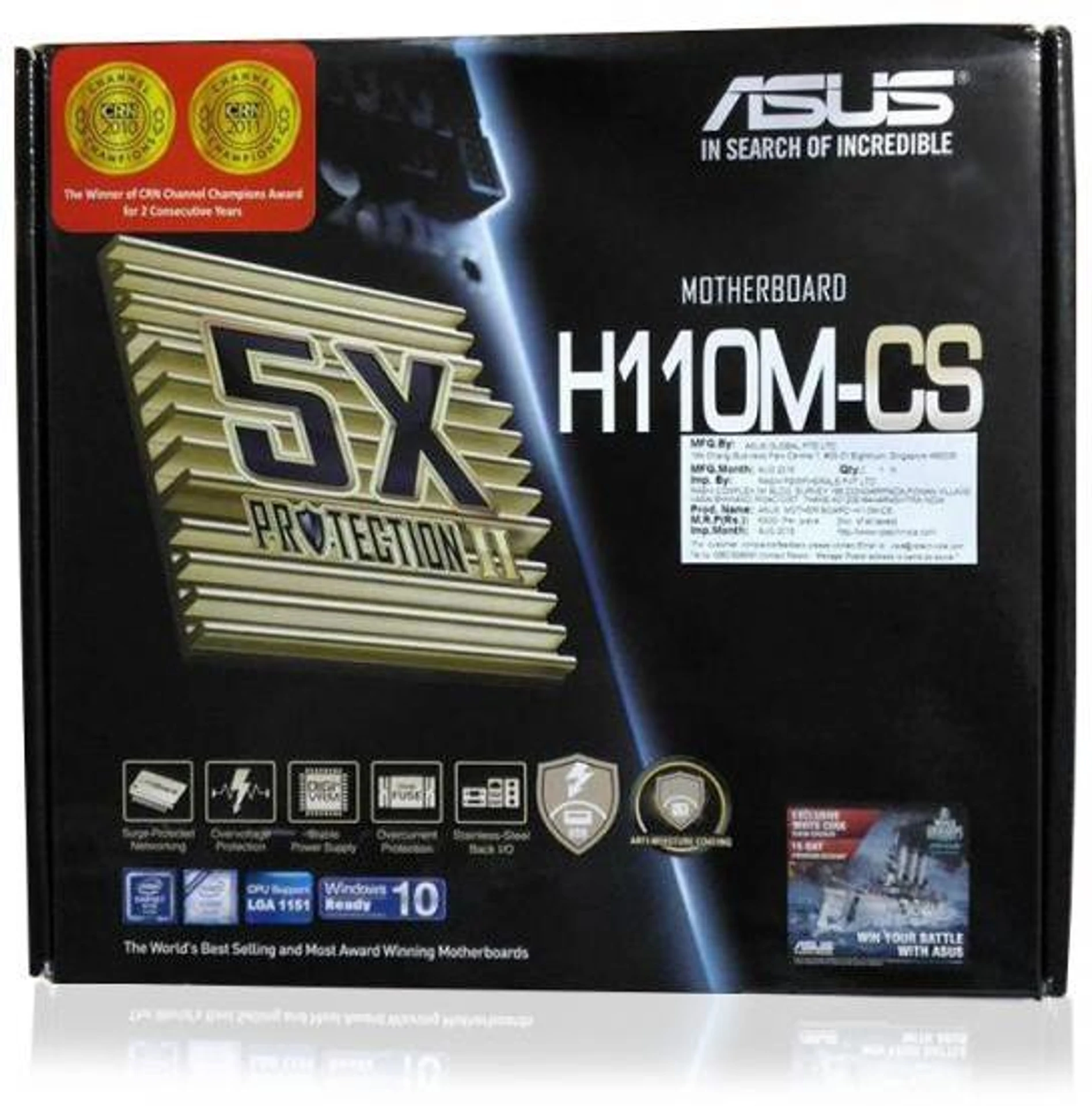 ASUS H110M-CS Micro-ATX Motherboard (LGA 1151, DDR4, 32GB) (Pre Owned)